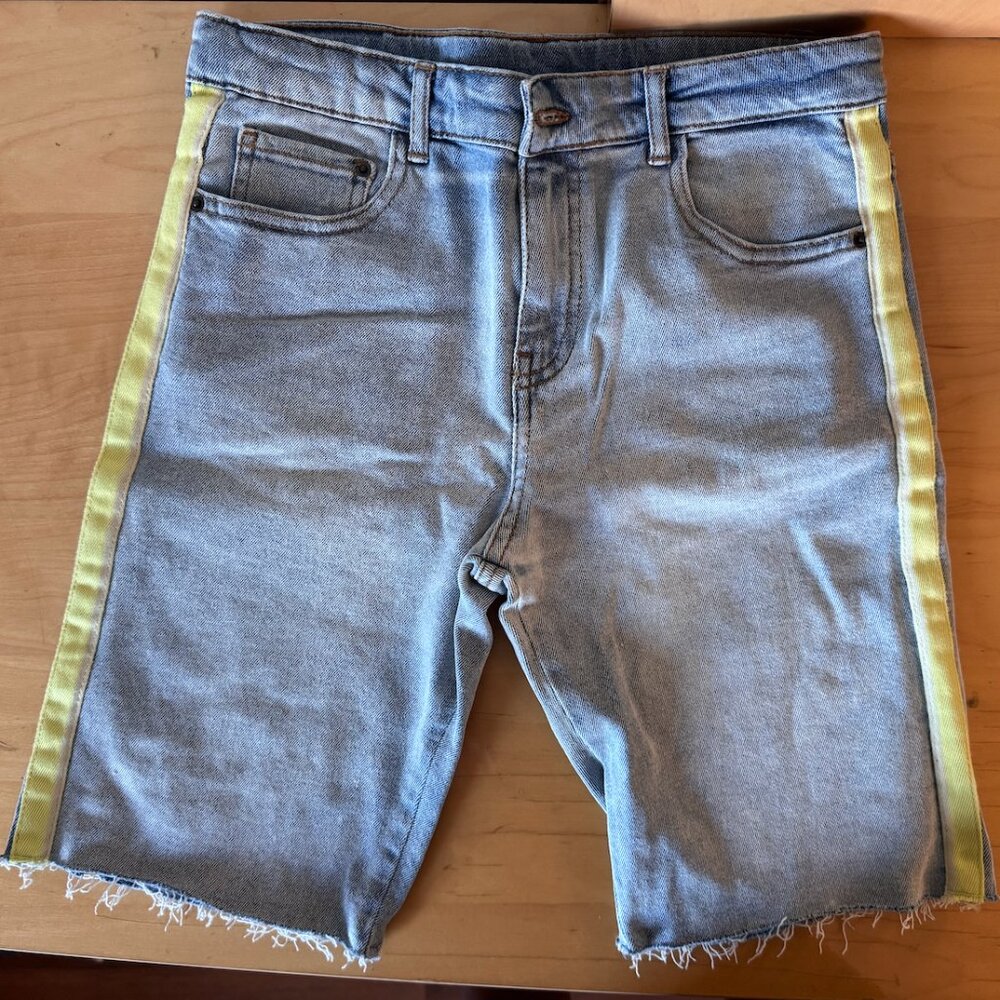 Zara Kids Jean Shorts with Neon Yellow Detailing (Girls Size 13-14)